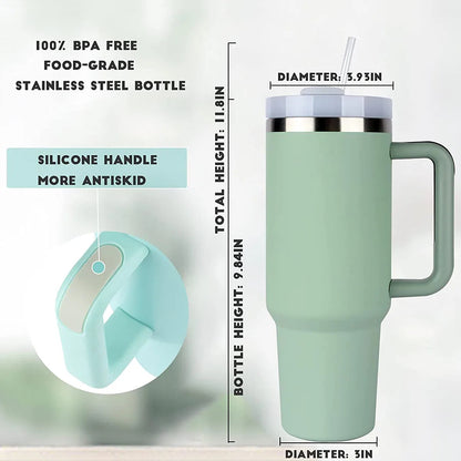 40oz Insulated Tumbler With Handle And Straw