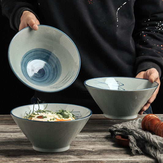 Hand-painted Bamboo Hat Large Thickened Noodle Bowl